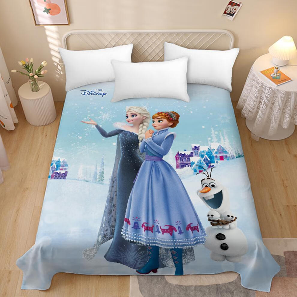 爱莎公主床单 卡通冰雪奇缘床单女孩艾莎公主儿童公主爱莎床笠床罩