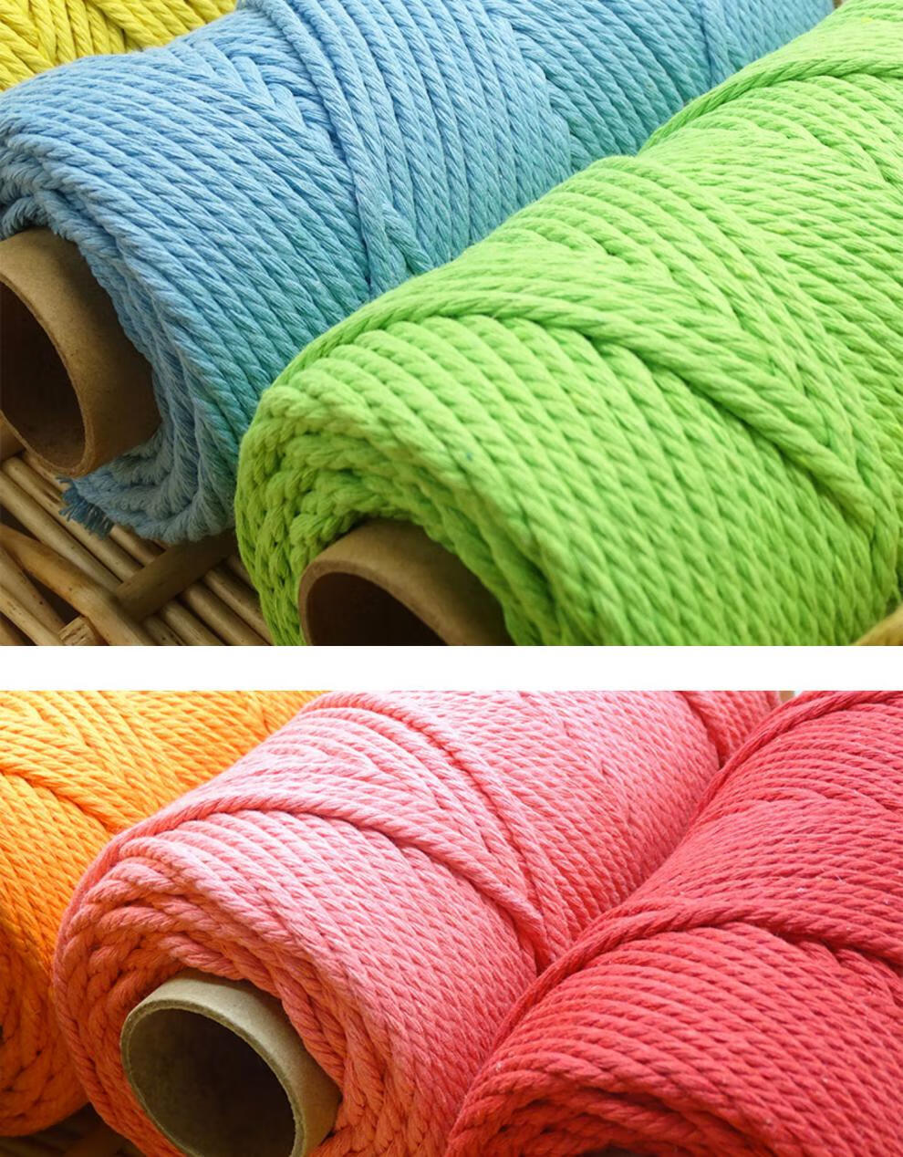 棉线绳macrame棉线手工编织绳4mm4股彩色棉绳编织线挂毯材料包手编绳