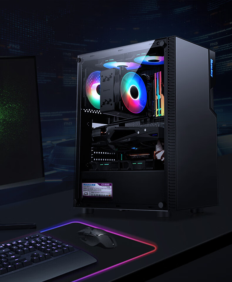 适用于航嘉gs450c电脑机箱台式diy钢化玻璃侧透防尘水冷大板机箱背线