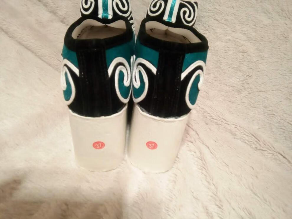 戏曲戏剧舞台演出越剧小生鞋京剧黄梅戏鞋云头鞋登云履云头靴蓝色1寸