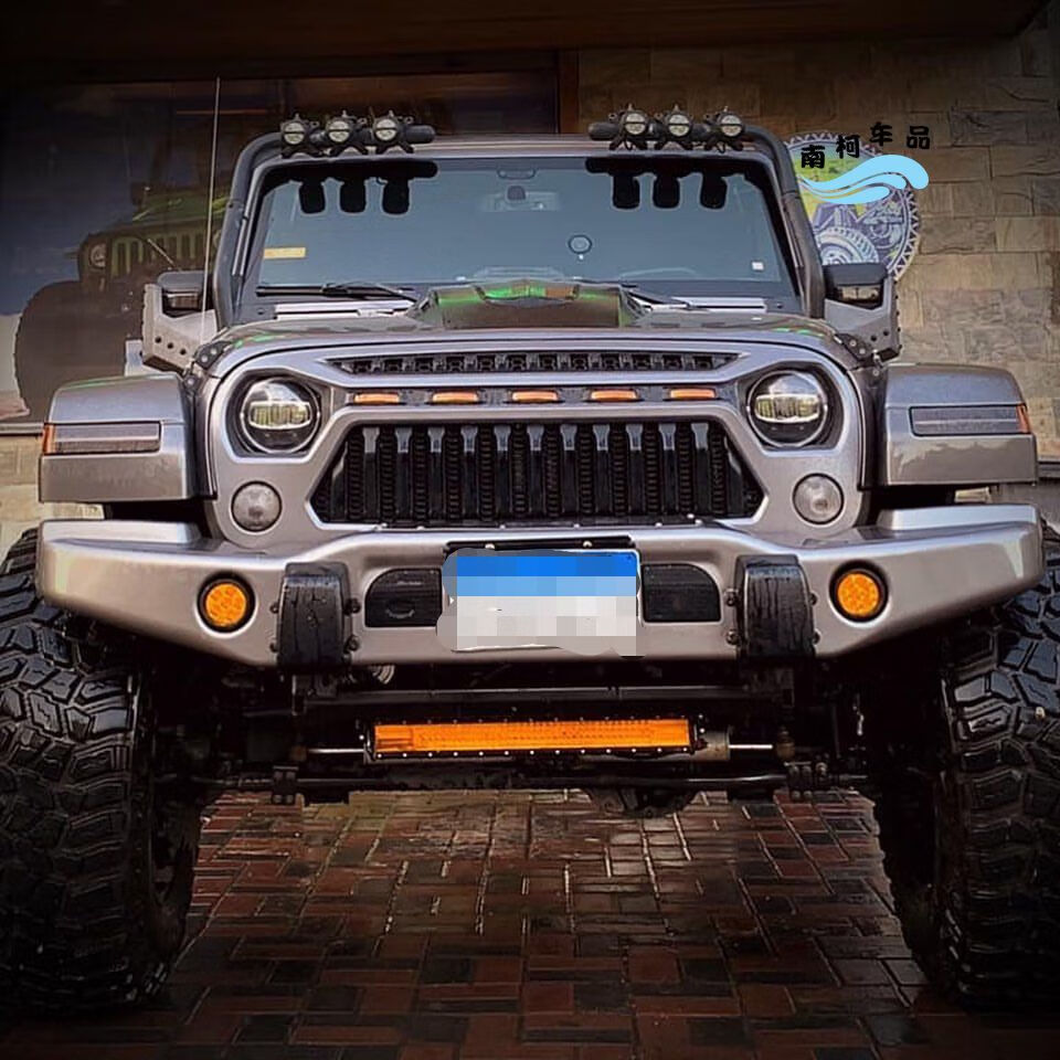 醉米适用jeep牧马人吉普jkjl前脸改装配件愤怒小鸟叛逆者带灯中网总成