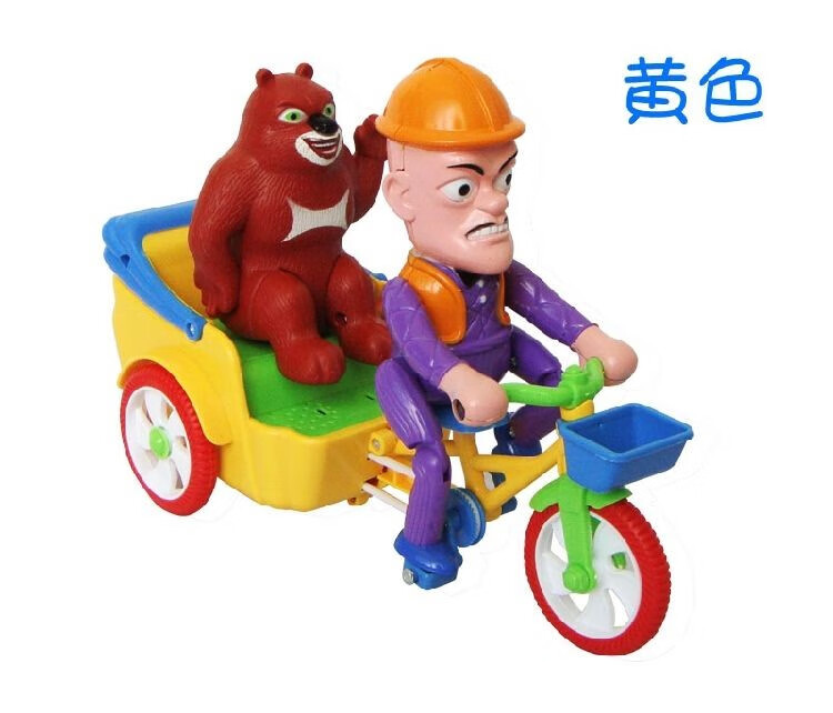 光头强的皮卡车光头强玩具电动万向熊出没玩具 光头强骑三轮车带熊大