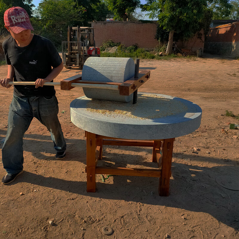 石磨老式手推石磨老式家用磨面压粮食磨盘儿童体验公园