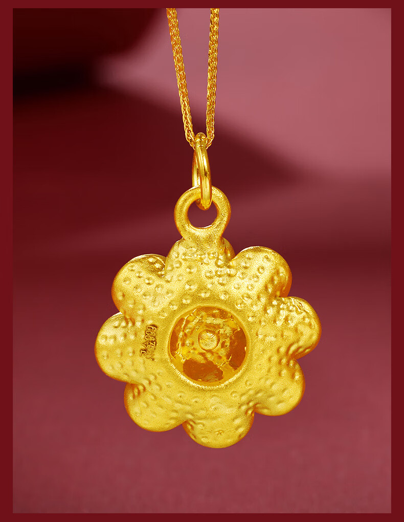 庄梦蝶黄金花朵吊坠女款999足金玫瑰花肖邦项链挂坠情人节送妈妈足金