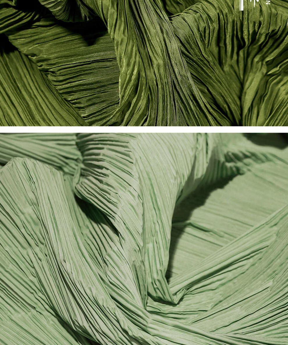 褶皱布料布牛油果绿褶皱肌理 立体压褶自制手工diy装饰设计师面料