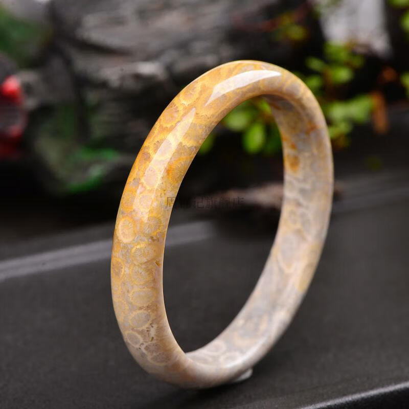 珊瑚玉玛瑙菊花石宽手镯 贵妃女款饰品送母亲手圈手饰礼物 证书 49#19