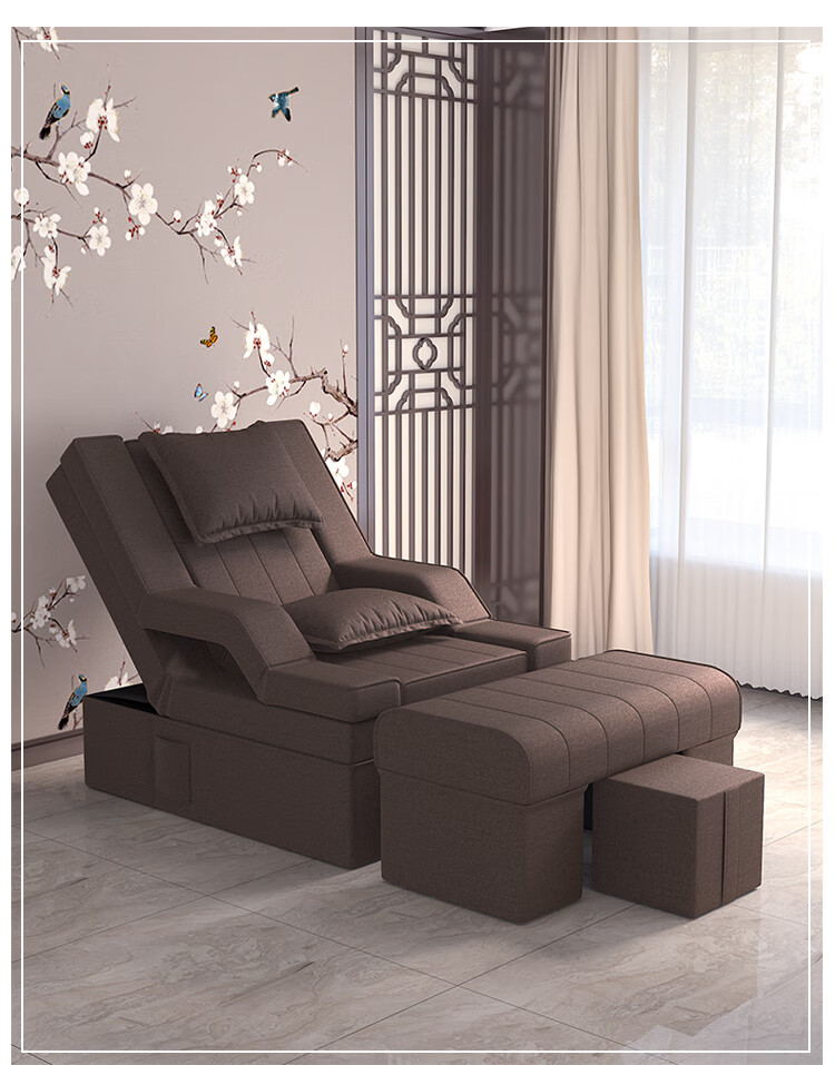 足疗沙发足浴床足浴美甲美睫躺椅按摩床沙发电动美足椅美脚洗浴 青色