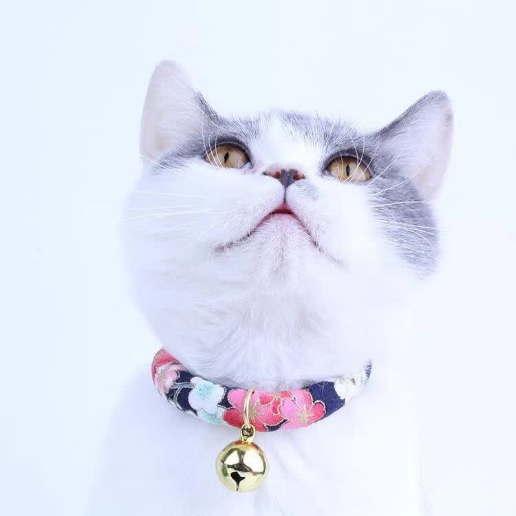 日本和风手工猫铃铛带猫牌脖圈猫咪项圈狗狗项圈宠物用品猫狗铃铛cw