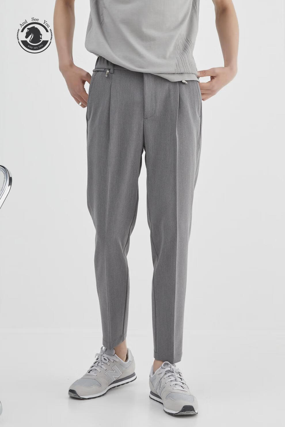 andseeyou潮牌 西装裤男 韩版简约褶皱休闲裤 夏季新款修身九分裤