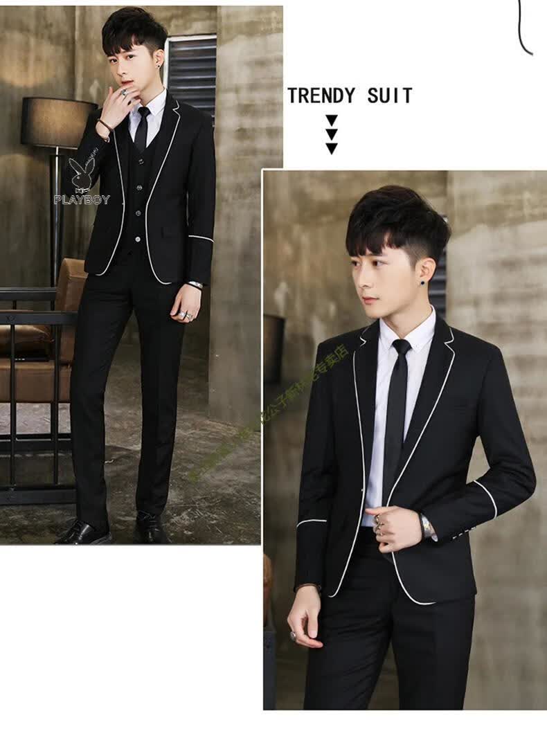 花花公子西装男套装青少年学生成人礼小西服演出服装主持人礼服18岁