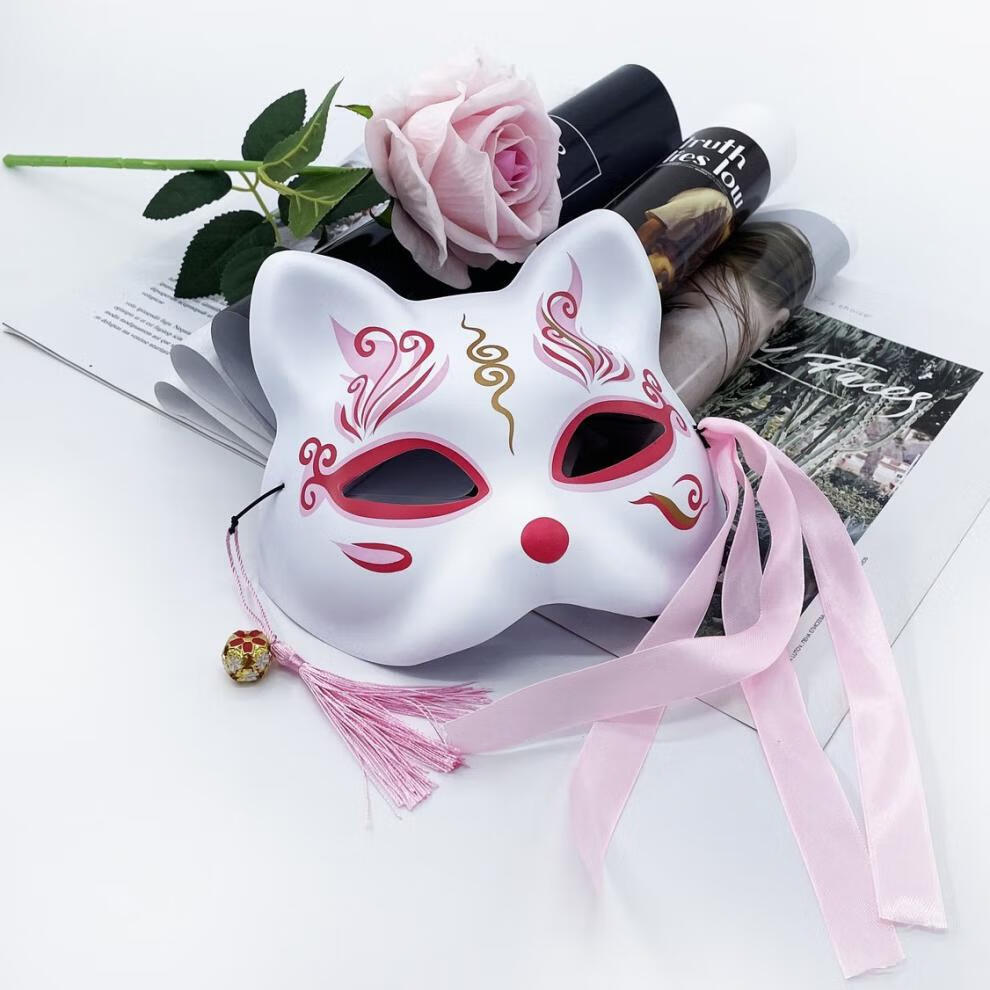 万代狐狸面具半脸女古风面具男帅气节日表演道具风妖狐狸面具化妆舞会