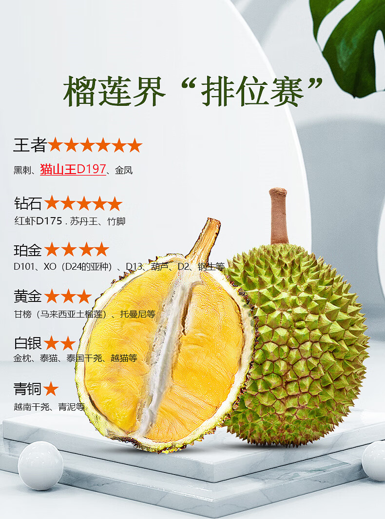 液氮带壳整颗榴莲肉d101进口水果猫山王d197大果38斤42斤保底四房肉