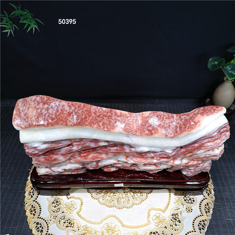 猪肉石奇石猪肉石天然原石观赏石红烧肉腊肉五花肉玉石收藏装饰摆件