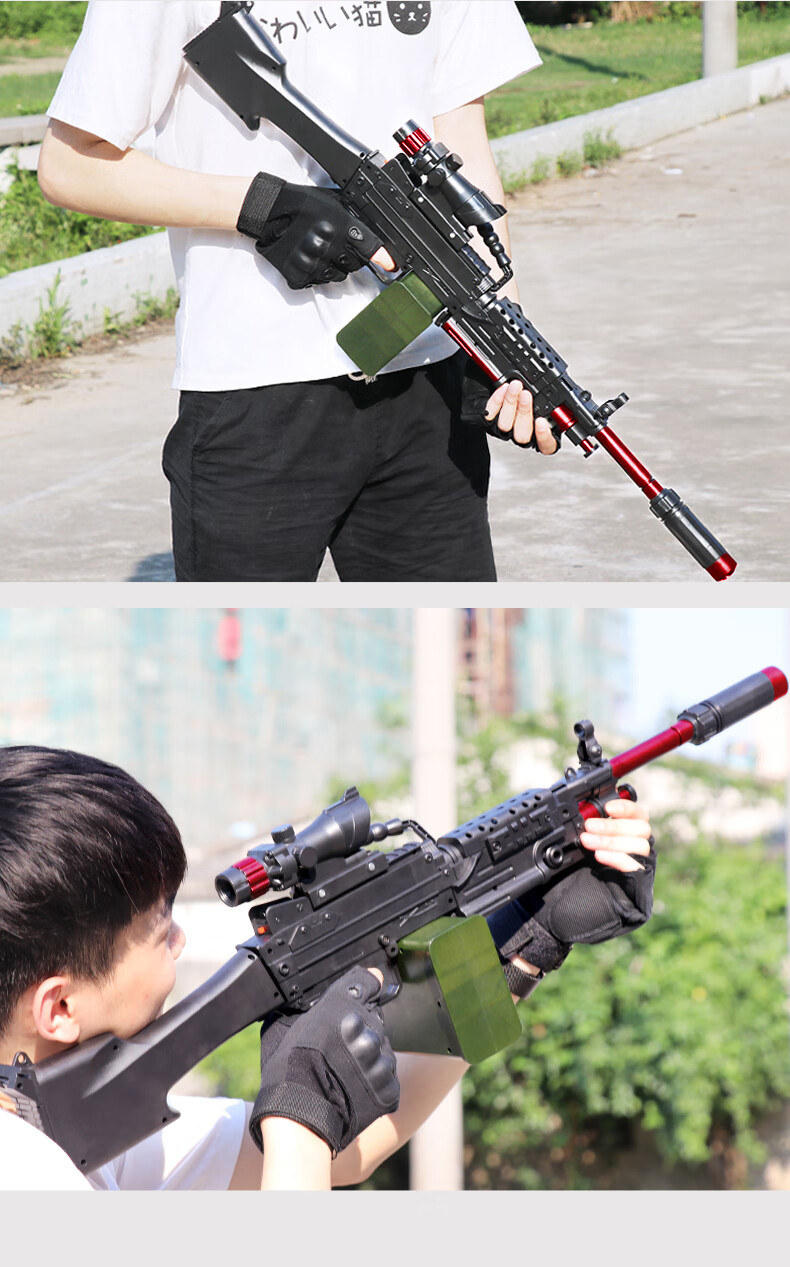 大菠箩m249电动连发轻机枪玩具皮肤手自一体黄金加特林机关 手动m249