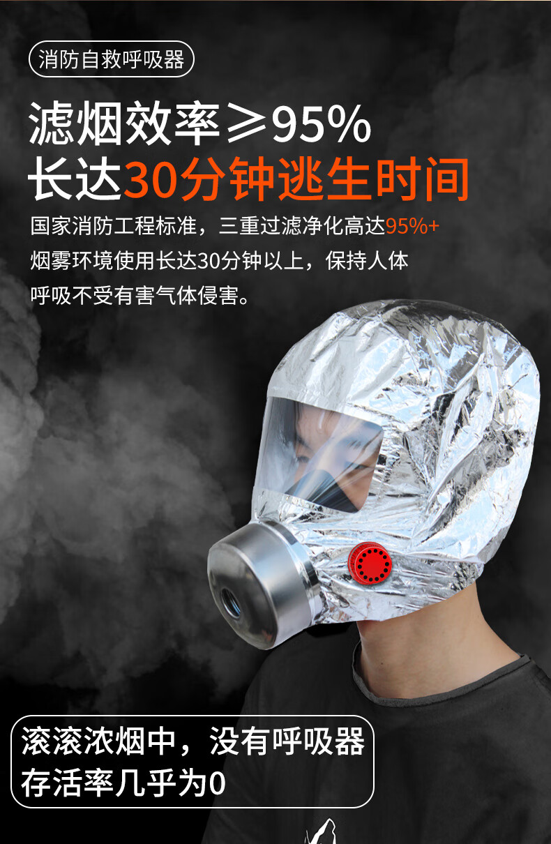 消防面具 消防面具防毒防烟防火面罩3c酒店宾馆逃生火灾家用自救呼吸