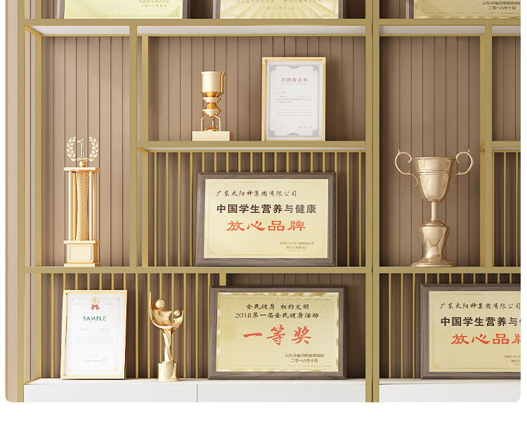 2022新款奖杯奖牌陈列架公司荣誉证书奖杯奖牌展示柜办公室轻奢置物架