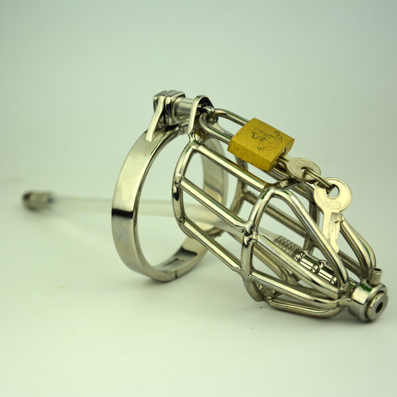 【京健康】927男用金属贞洁器金属贞操装置带硅胶导尿管锁锁批发.