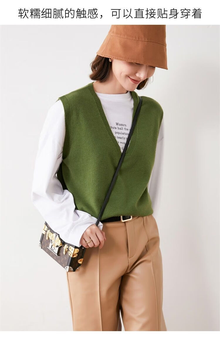 马甲女春季百搭羊毛马甲针织背心女外穿年春款宽松坎肩领清灰色马甲内