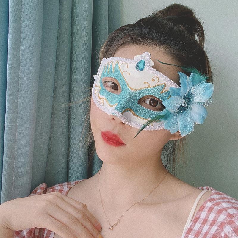 成人儿童女款半脸公主万圣节古风面具化妆舞会舞台酒吧表演道具舞会