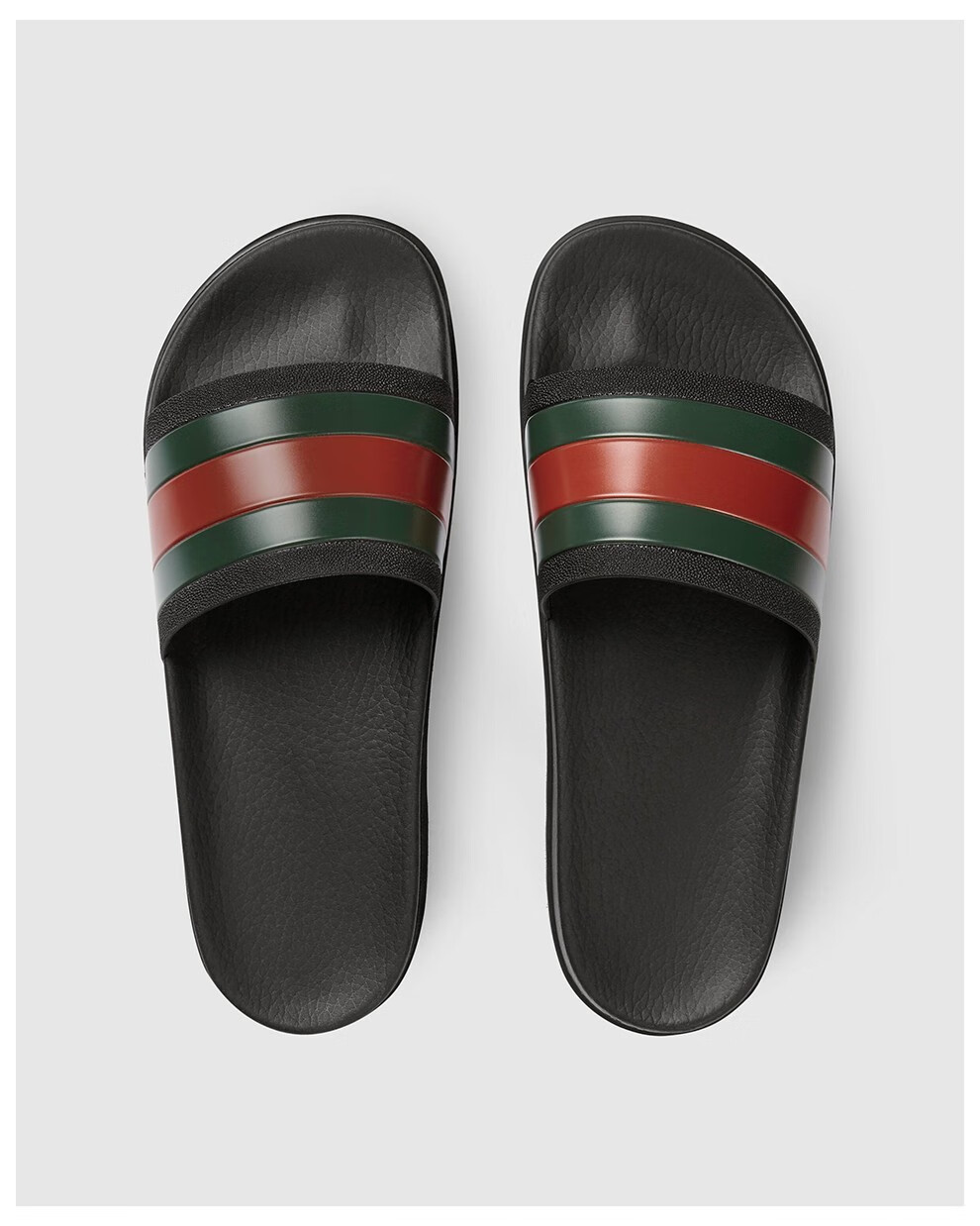 gucci 古驰男鞋 男士橡胶饰条纹织带平底休闲拖鞋家居鞋 429469 gib10