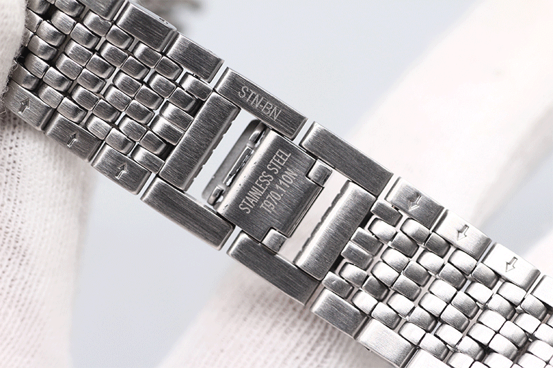 适用天梭心意表带男款t870 970钢表链女款t825 925t57钢带 银色 12mm