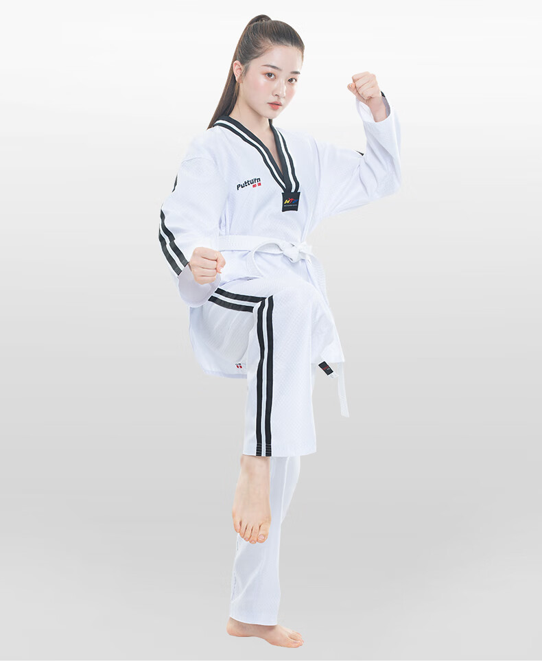 跆拳道品势服黑带跆拳道服成年大学生红蓝儿童比赛表演训练服女定制