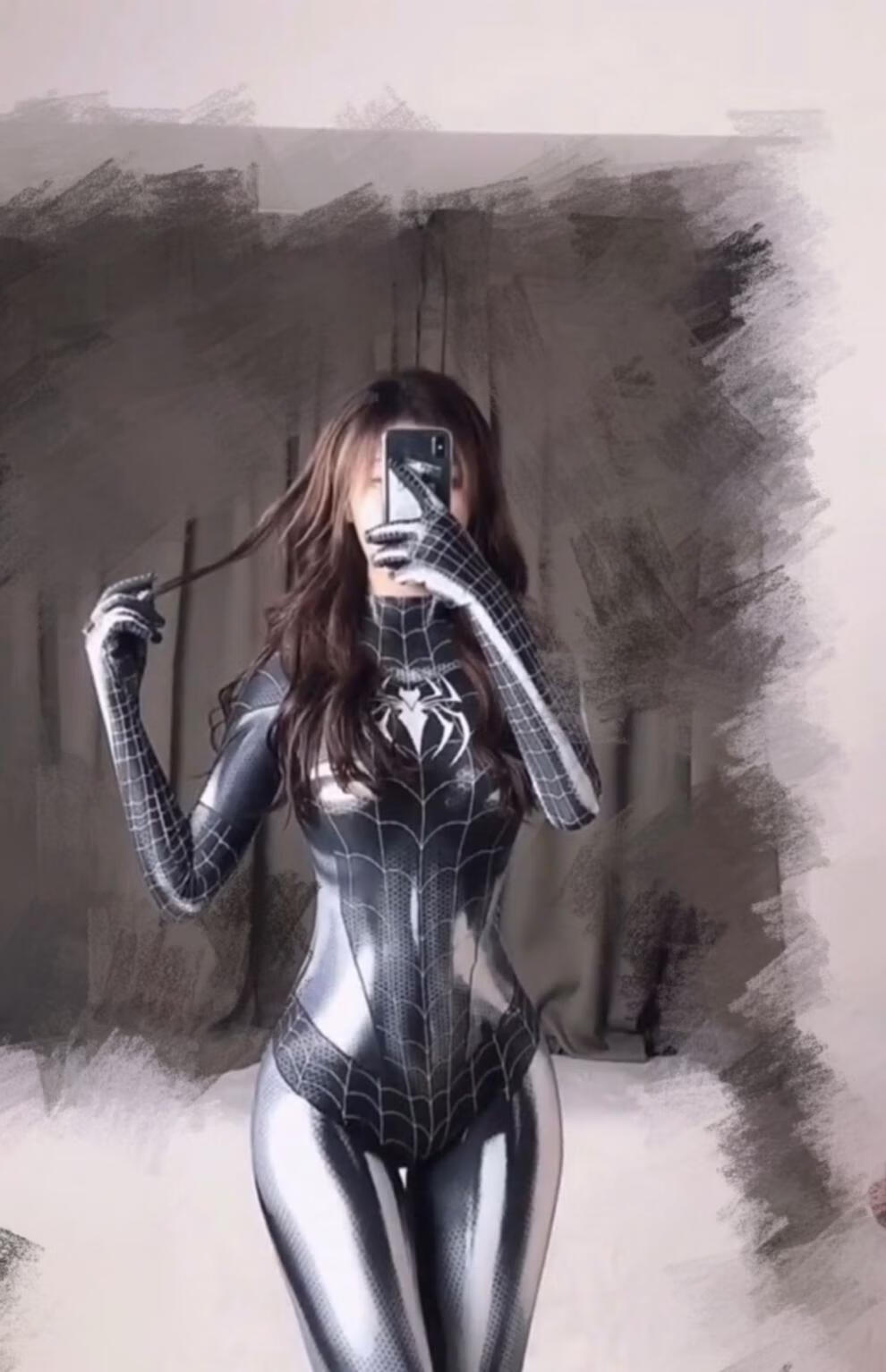 衣开裆连体衣圣诞节cosplay动漫服装黑色蜘蛛收藏加购m码体重100115斤