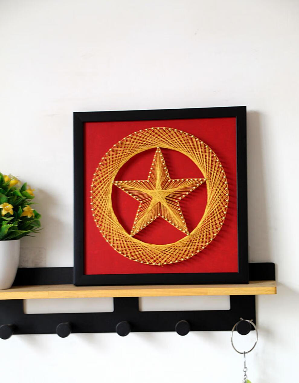 和光尘樾 金色中国装饰画钉子绕线画diy手工材料包或成品缠绕爱国题材