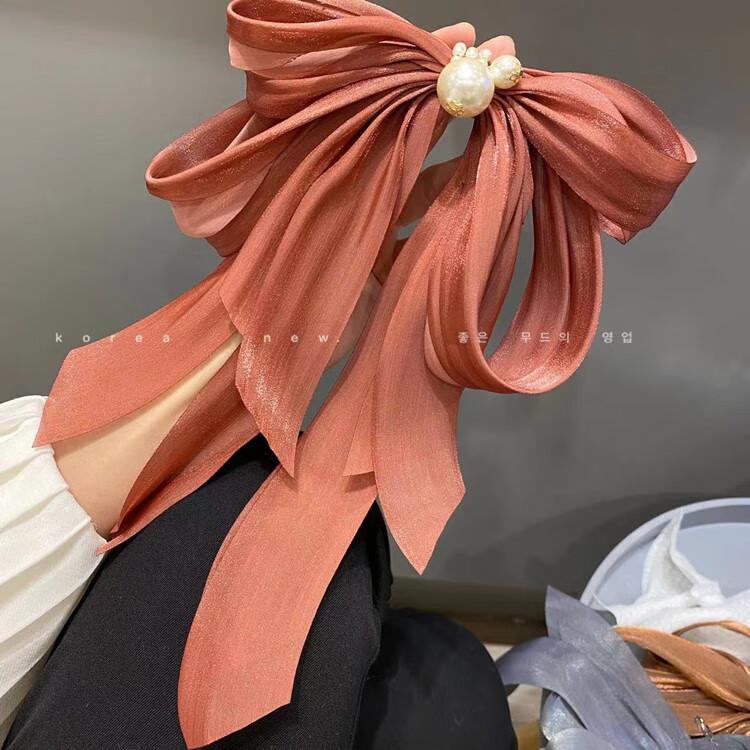 蝴蝶结头饰发夹韩国新款好看发饰飘逸头花后脑勺顶夹仙女发卡弹簧夹