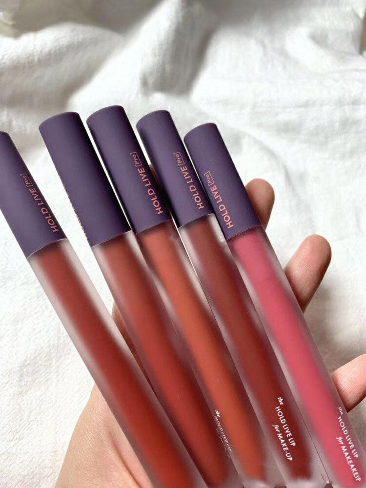 口i红holdlive小吸管持久空气唇釉陶土红棕浆果梅子肉桂哑光雾面口i红