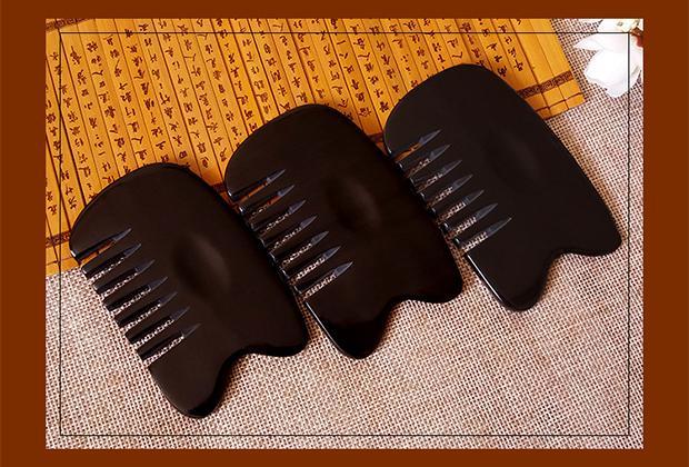 汁寒磐 张秀勤全息刮痧梳子天然牛角刮痧板头部刮痧板头皮背部全身