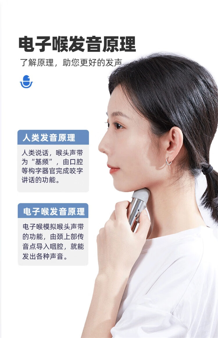 电子喉助讲器半喉全喉发声器人工喉咙讲话气切无喉发音器智能 蓝色