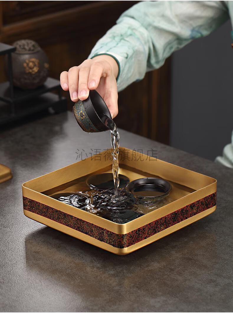 2022新款纯铜特大号茶洗带盖 晨高铜茶洗大号笔洗家用水洗水盂特大号