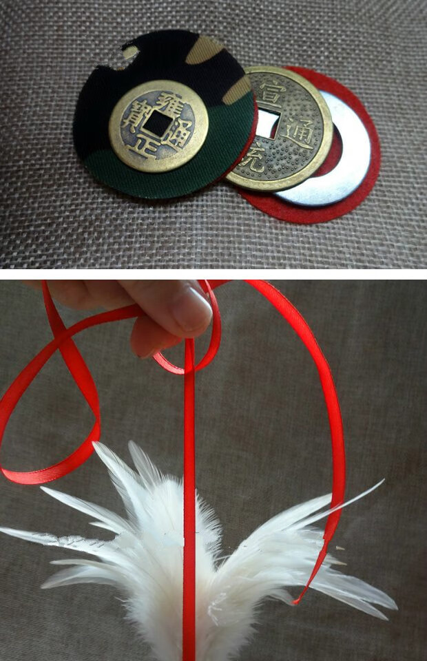 铜钱鸡毛毽子传统鸡毛健子手工毽铜钱款仿古铜钱不染色鸡毛毽子 考试