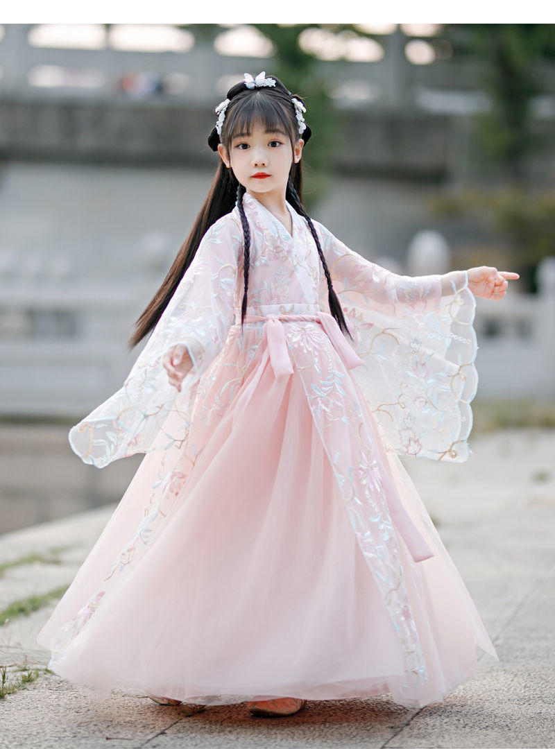 舜钦小女孩汉服民族服装儿童古装女童10岁女孩中国风裙子小学生古风