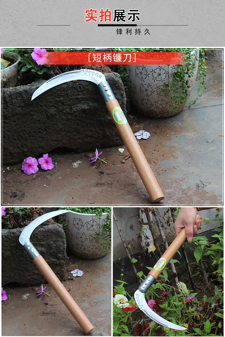 农用工具割草割水稻农具家用收割小麦玉米工具园艺园林农具 弯柄镰刀