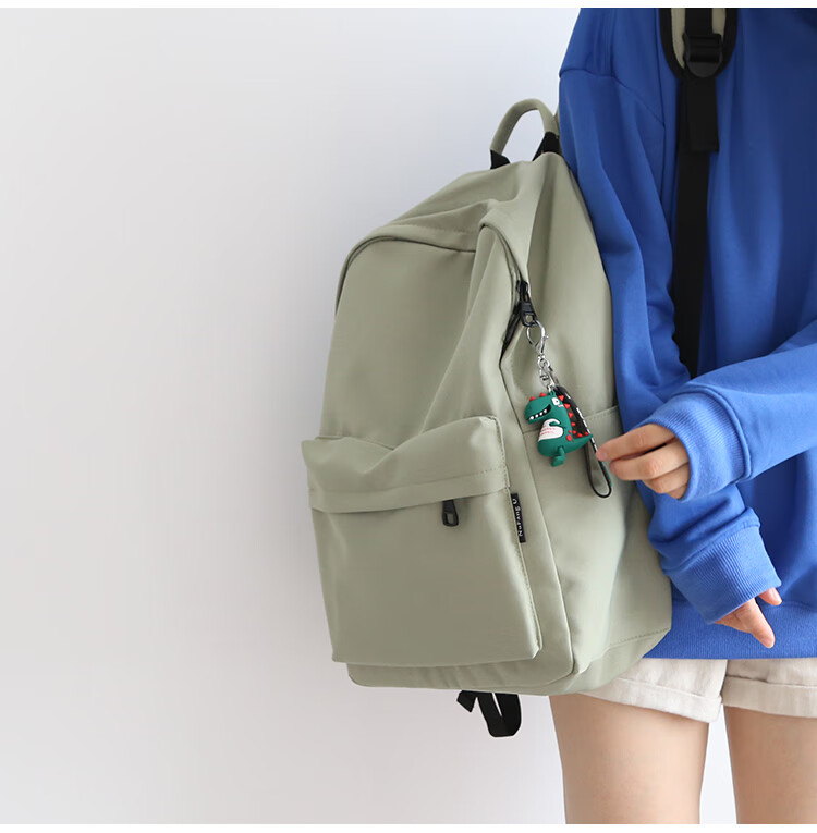 nr诺然双肩包 nr森系纯色大容量双肩包女韩版简约百搭书包男大学生