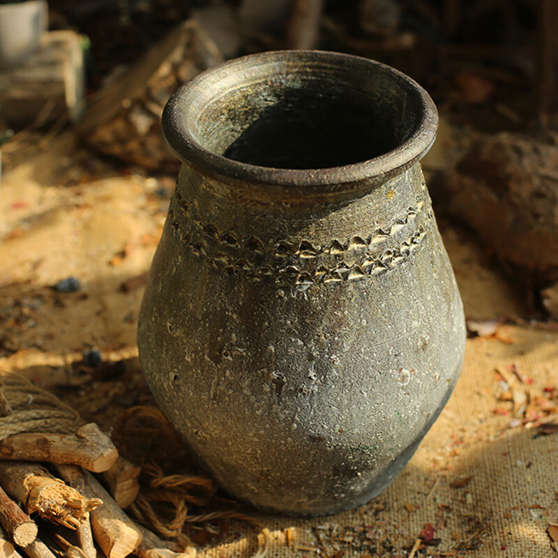 手工陶罐粗陶多肉花盆复古摆件花瓶花器土陶罐瓦罐插干花器mdng 303号