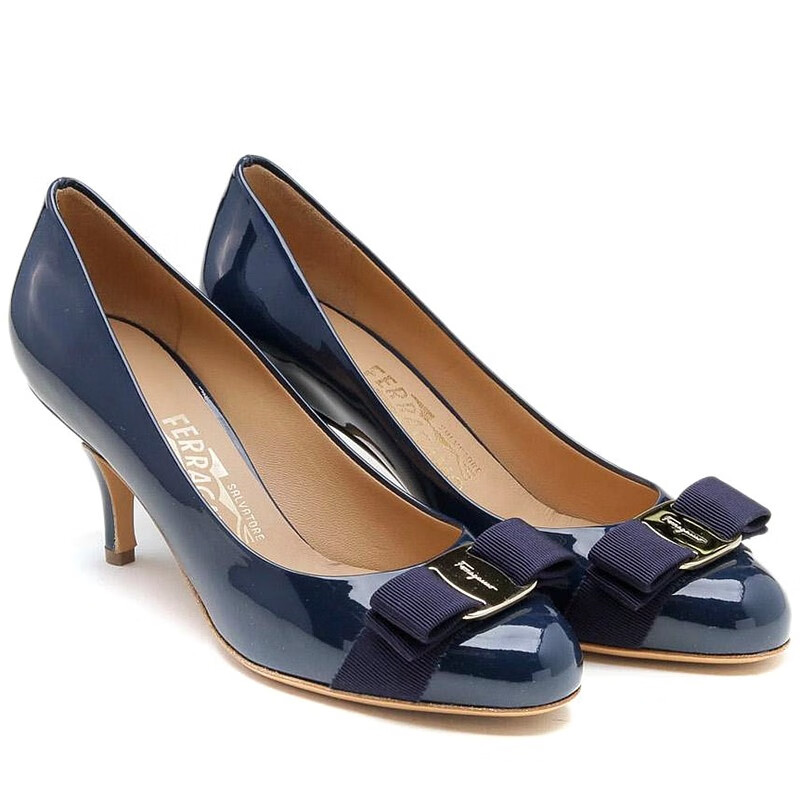 ferragamo菲拉格慕女鞋牛皮蝴蝶结高跟鞋0539594pacobl美码5