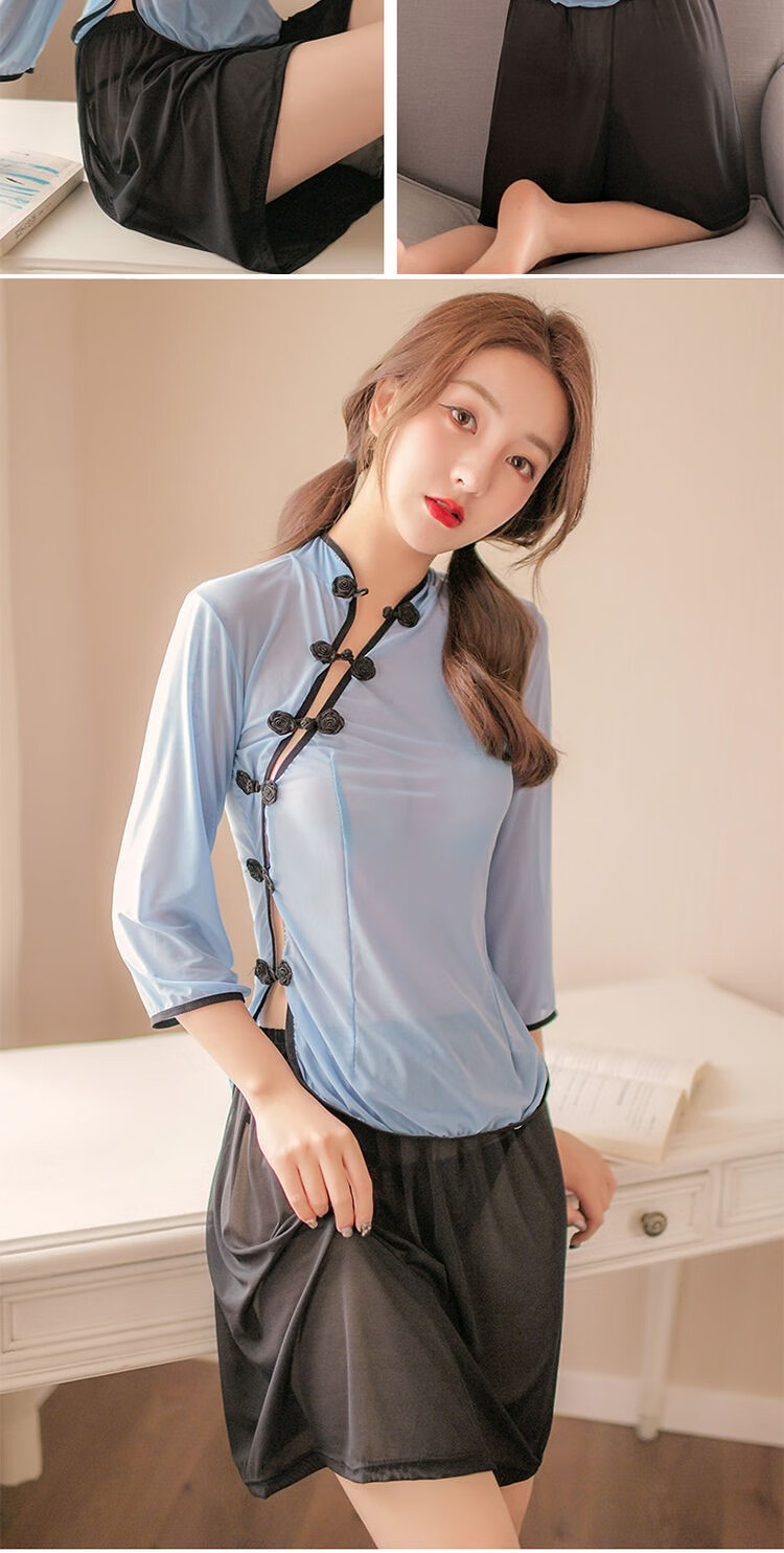 情趣盲盒内衣透明激情性感睡衣女小胸大码免脱制服诱惑套装睡裙骚民国