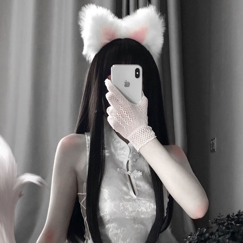 激情绑带皮质手套 蕾丝情趣衬套套装 挑逗激情长手套尤果制服 a款白色