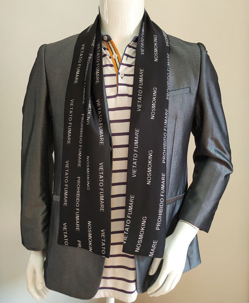 dicify新品男士西装领口巾男士双面波点长领巾长条小丝巾英伦西装领口