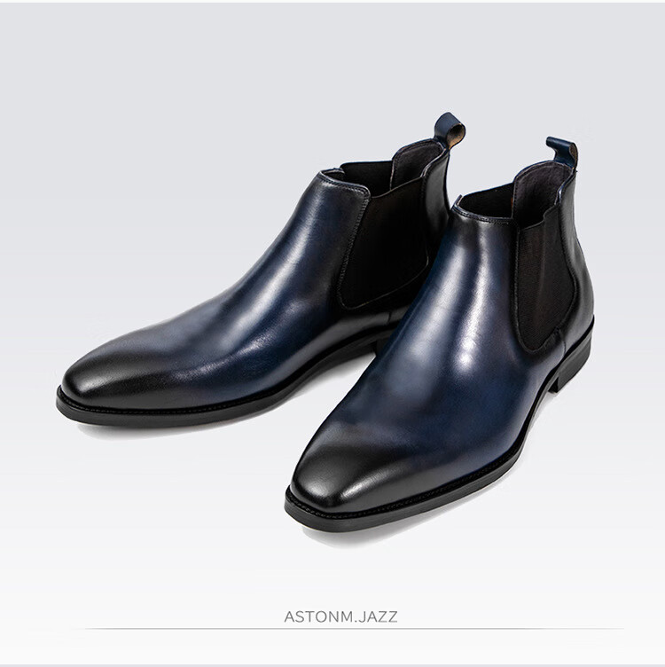 巴巴小蜜蜂皮鞋男高端牌2022新款男士真皮商务英伦高帮正装皮鞋四季