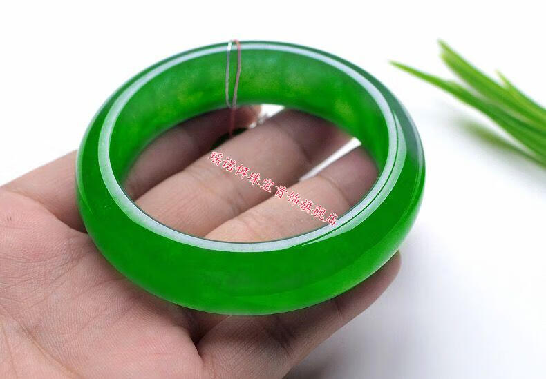 云款 祖母绿玉手镯翡翠色绿玉石手镯女玉镯子冰种玉镯送妈妈送朋友618