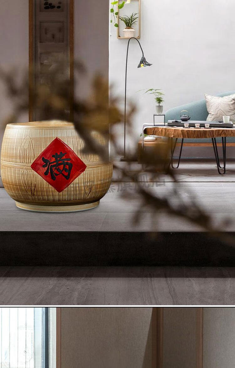 景德镇老式米缸景德镇中式陶瓷老式复古米缸带盖50斤装米桶家用面桶