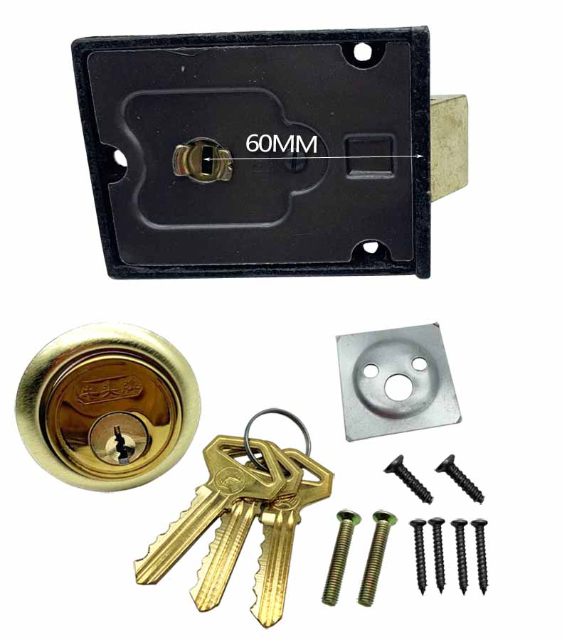 双保险牛头锁老式房门锁牛头牌弹子门锁外装门锁二保险锁木门门锁单独