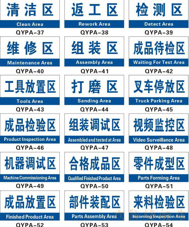 工厂生产车间分区标志牌验厂区域划分指示牌企业工厂标识牌科室牌定制