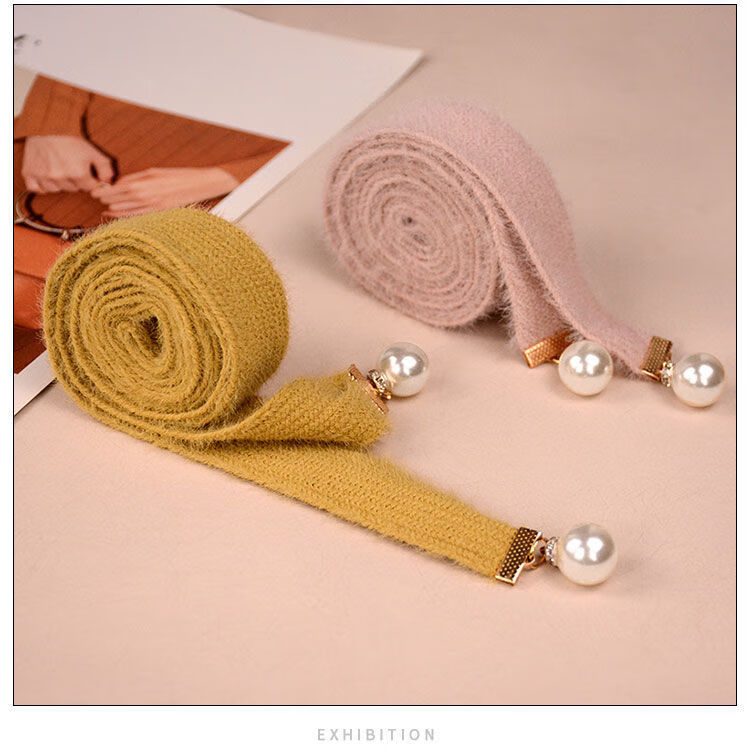 毛线腰带韩版毛衣裙细腰带女百搭连衣裙色裙带子针织衫束腰腰绳米色宽