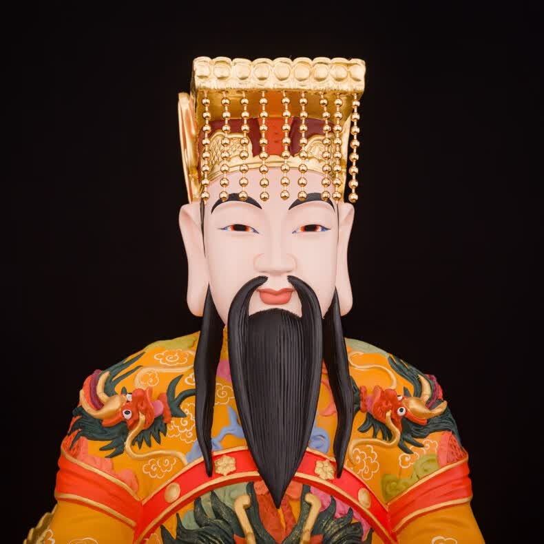 铜掌柜玉皇大帝王母娘娘黄铜贴金彩绘玉帝王母天公摆件 sd90玉皇大帝