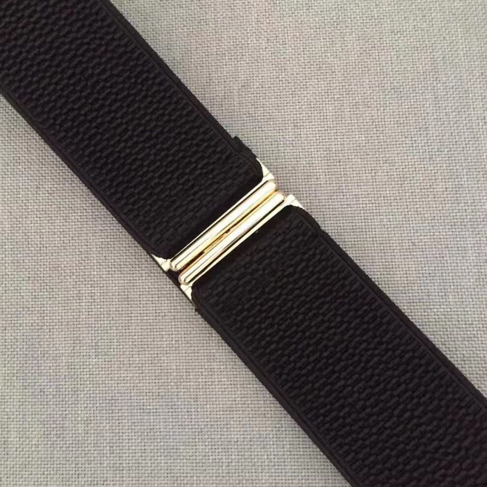 女士宽腰带装饰布料配连衣裙子收腰显瘦腰封黑色简约金杠松紧宽5厘米